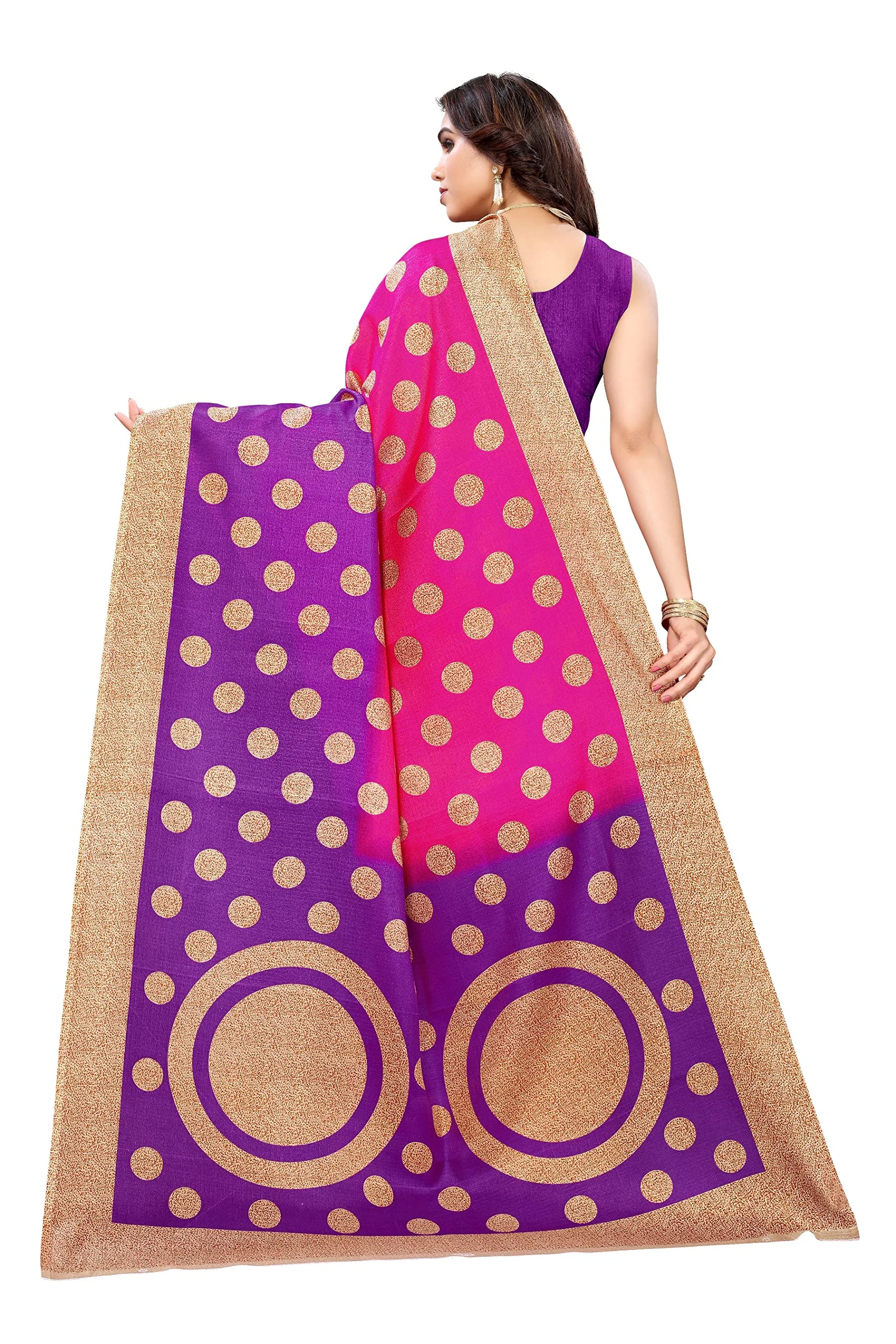 Tarshika Women's Art Silk Printed Saree With Blouse Piece(KORA PINK_Free Size) - image 1