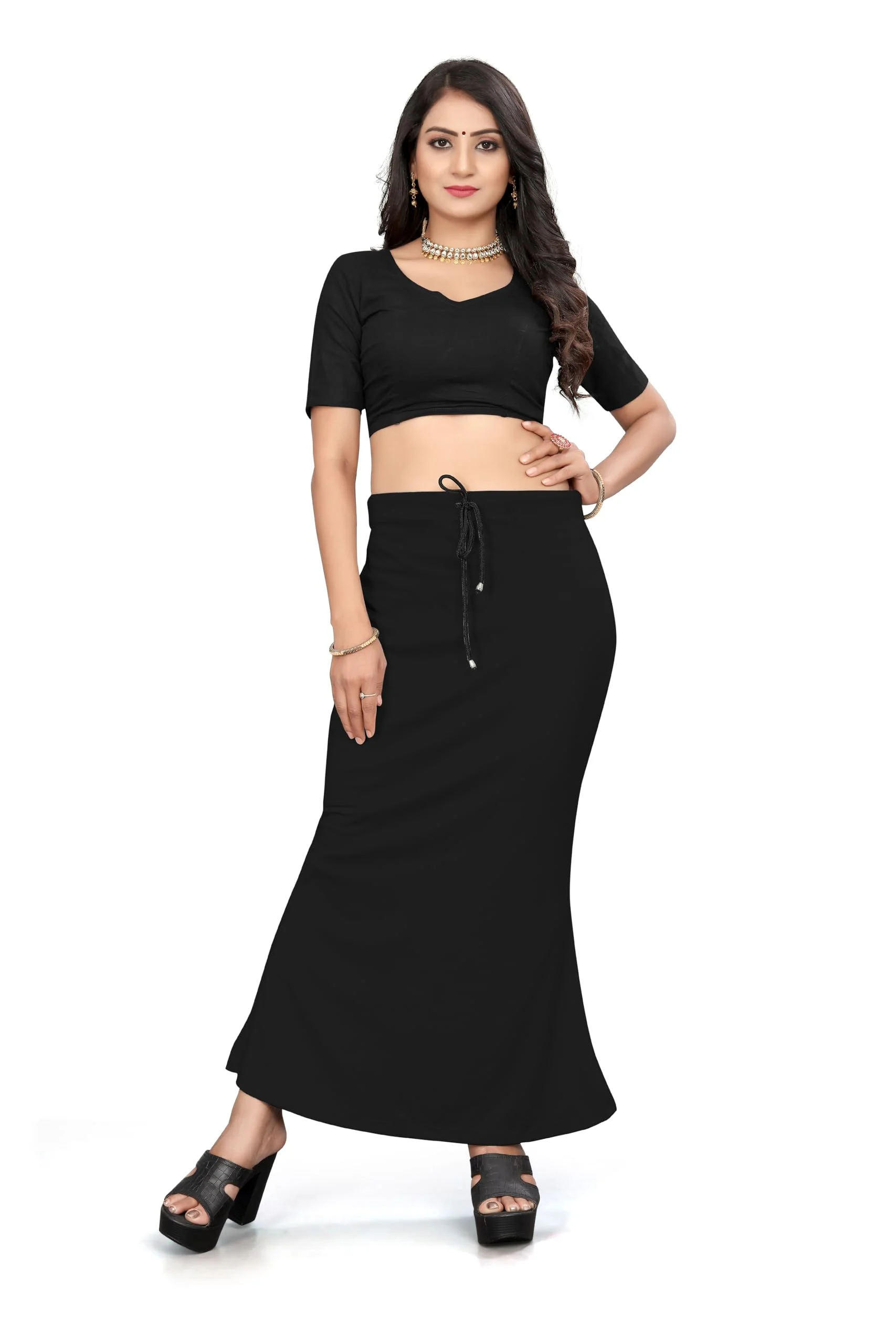 Yashika Present Lycra Saree Shapewear Petticoat for Women||Straight Fit Petticoat Saree Silhouette Shape Wear Dress for Saree|| AZ-YS-OG-Shaper Black-L - image 1