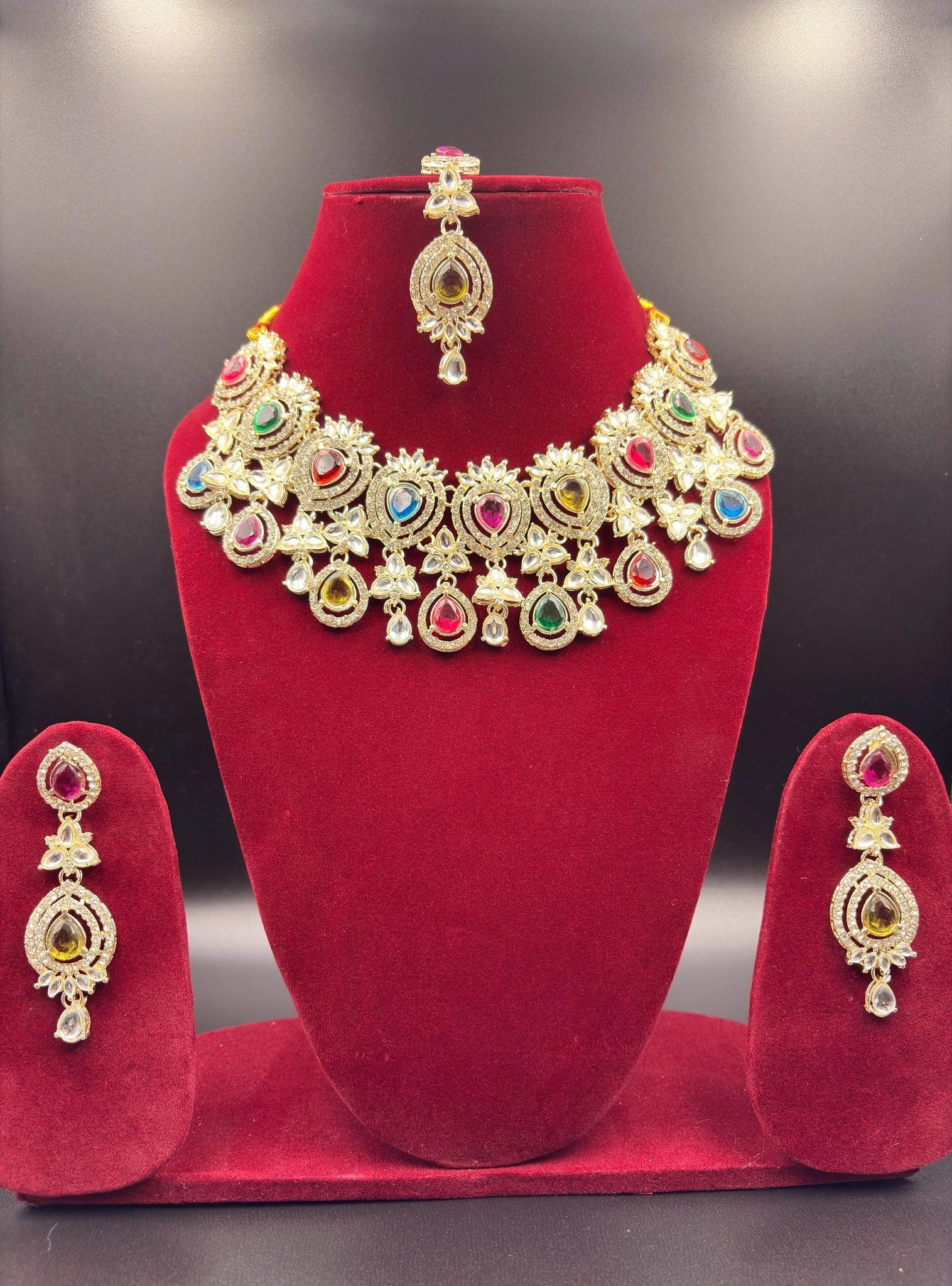 Multicolor Kundan Bridal Choker Necklace Set – Fashion Jewellery for Women