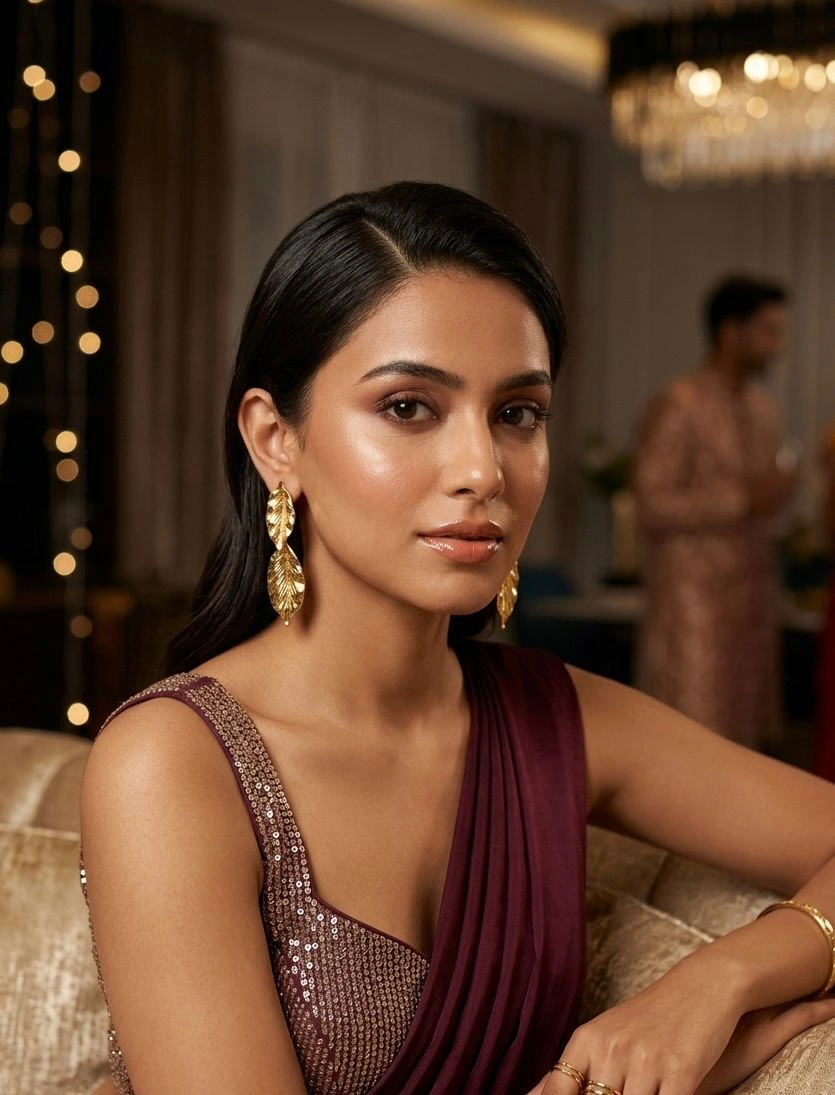 Gold Leaf Drop Earrings