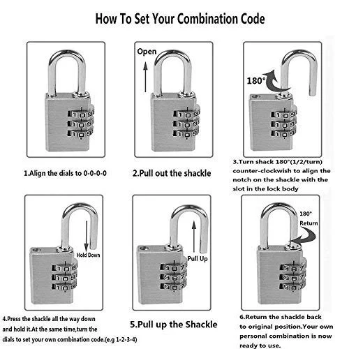 Volo 4 Digit Brass Re-Settable Combination Padlock/Password Lock/resettable Combination Lock for Travel Bags, Travel Lock, Luggage Lock - image 1