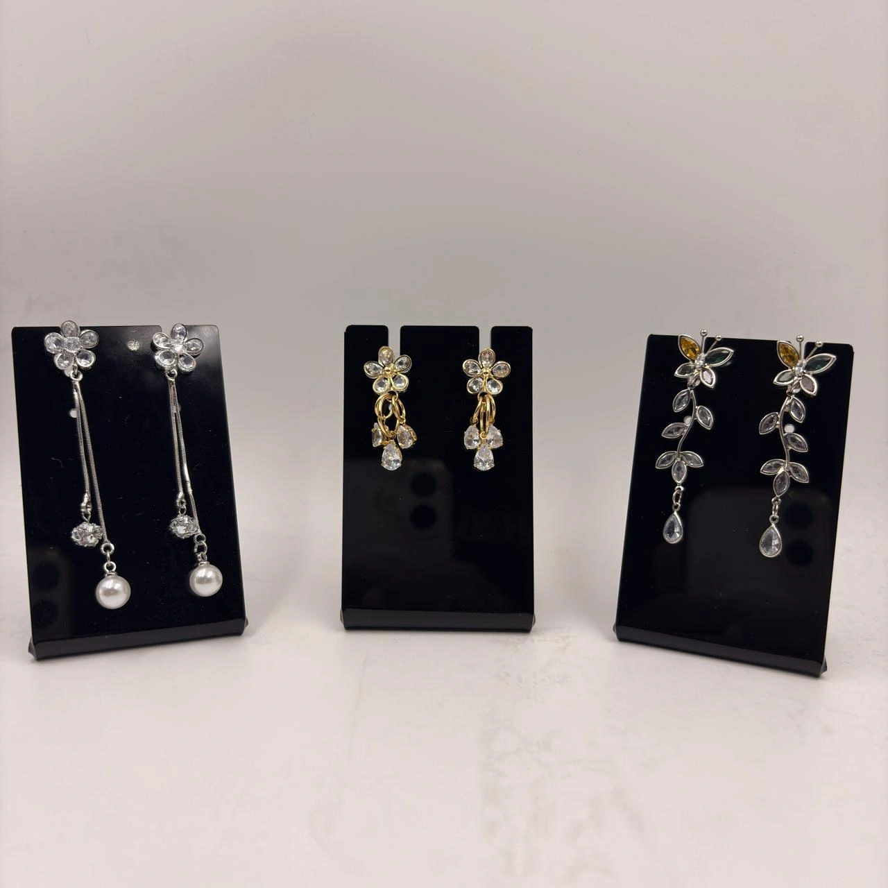 Blossom Earring Trio Set – Floral Crystal Drop Fashion Jewellery (3 Pairs)