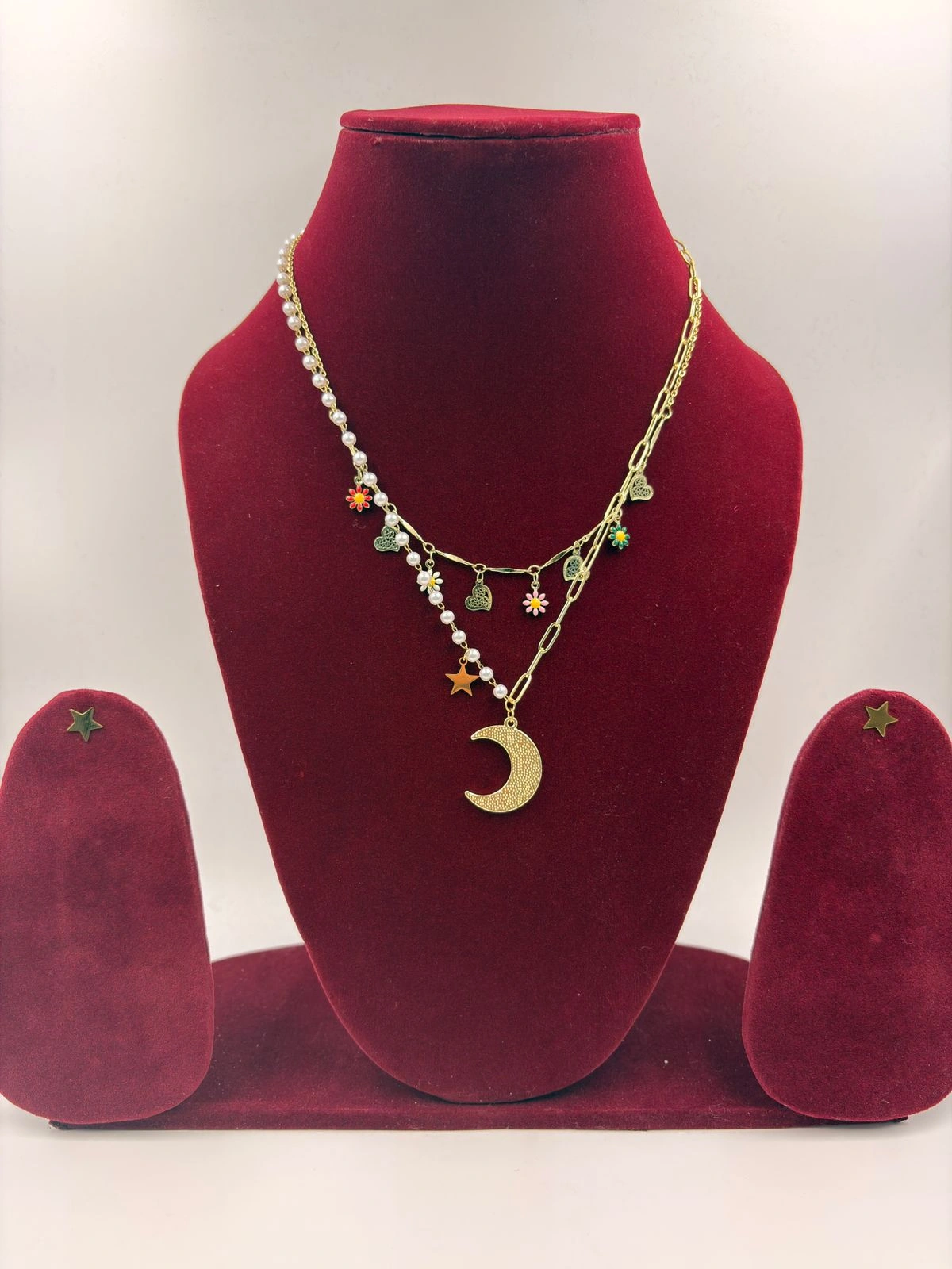 Layered Moon Charm Pendant Necklace – Fashion Jewellery for Women