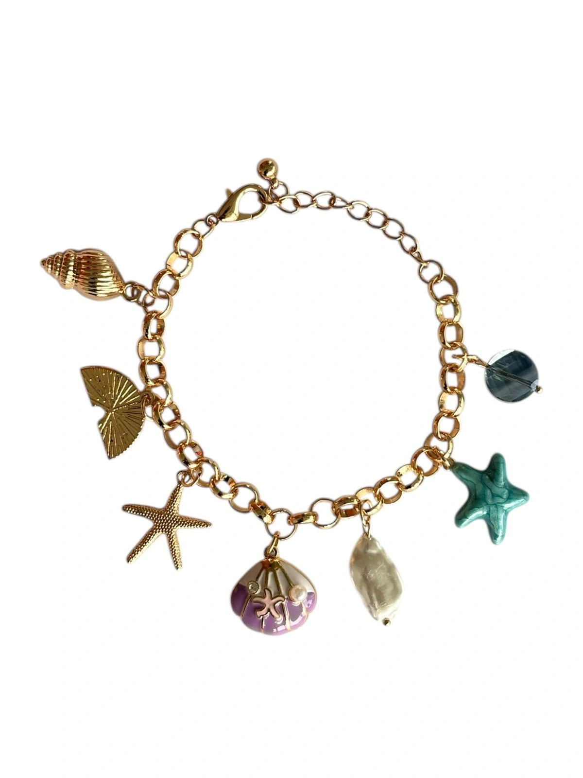 Ocean Charm Bracelet with Starfish & Shell