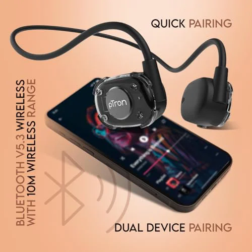 pTron Newly Launched Tangent Impulse, SafeBeats Open-Ear Wireless Headphones with Mic, 10H Playtime, Designed for Ear Health & Comfort, Bluetooth 5.3, Dual Device Pairing & Type-C Fast Charging(Black) - image 2