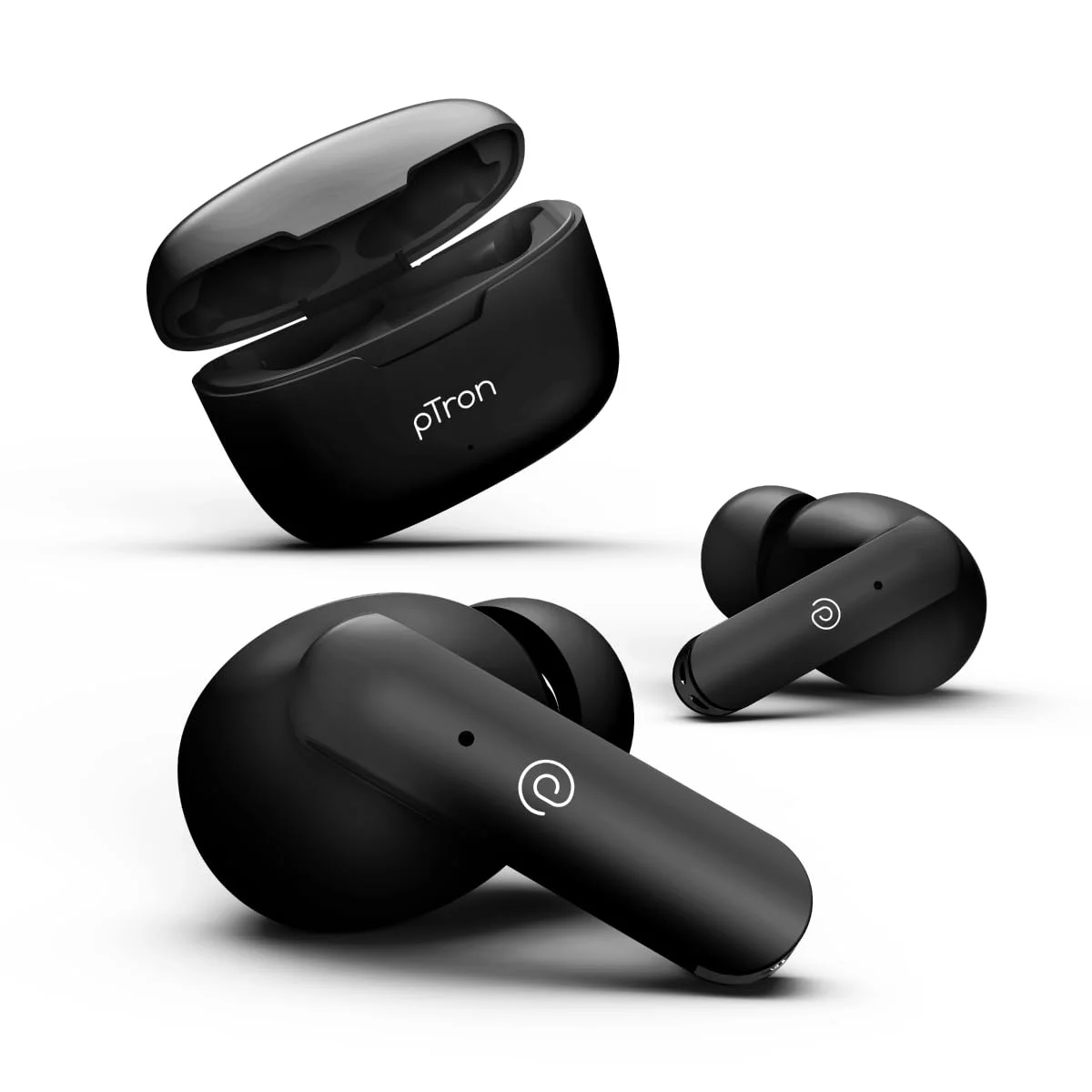 pTron Bassbuds Duo in-Ear Wireless Earbuds, Immersive Sound, 32Hrs Playtime, Clear Calls TWS Earbuds, Bluetooth V5.1 Headphone, Type-C Fast Charging, Voice Assist & IPX4 Water Resistant (Black Matt) - image 2