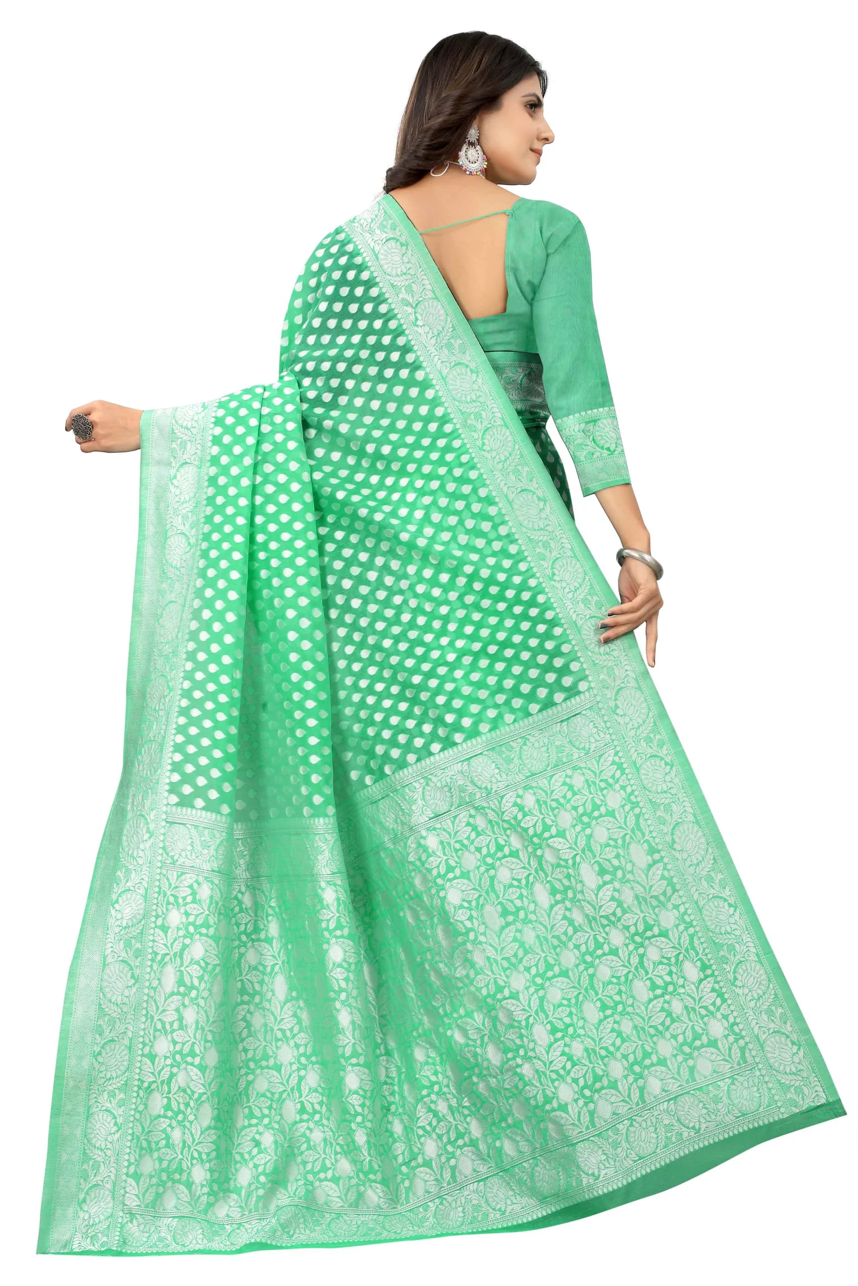 Sugathari Women's Banarasi Saree Pure Kanjivaram Silk Saree Soft new ladies 2023 Design Wear Pattu Sarees Latest Cotton Party Sari collections With Blouse Piece for Wedding sadi (SAM PARI-155 GREEN) - image 1
