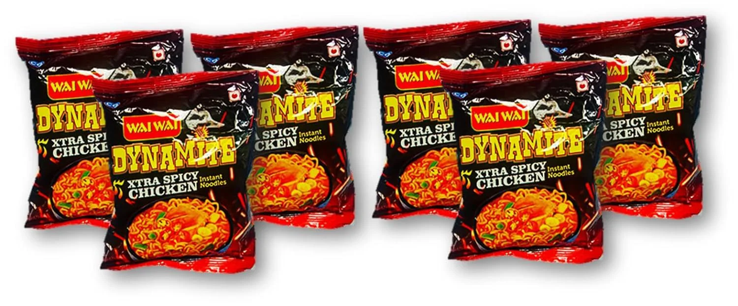 Wai Wai Dynamite Xtra Spicy Chicken Instant Noodles 100g (Pack of 6) Kten - image 1