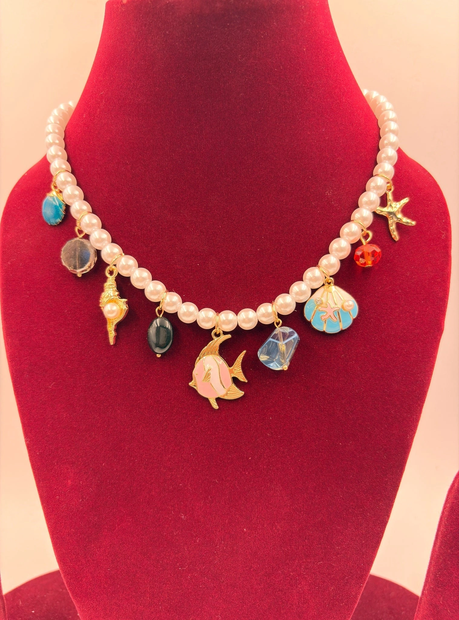 Ocean Theme Pearl Charm Necklace – Artificial Jewellery for Women