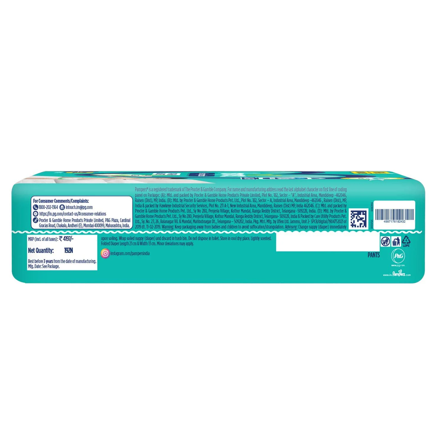 Pampers All round Protection Pants, Large size baby diapers (LG) 192 Count, Anti Rash diapers, Lotion with Aloe Vera - image 2