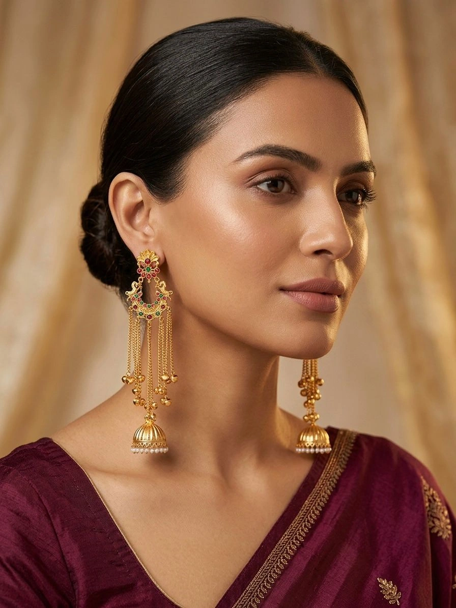 Traditional Jhumka Chandbali Tassel Earrings