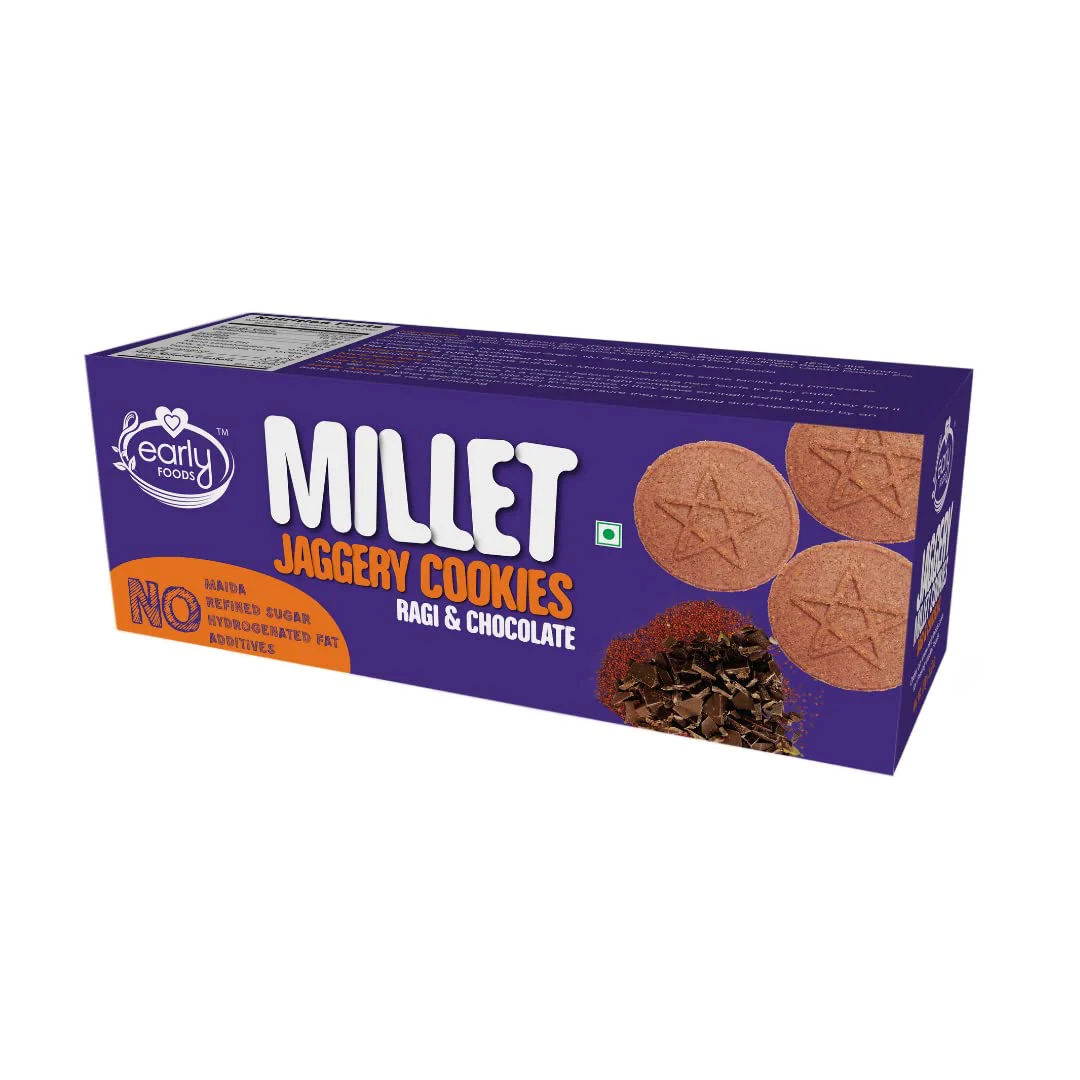 Early Foods Ragi Choco Jaggery Cookies - Kids Snack, 130 g - image 1